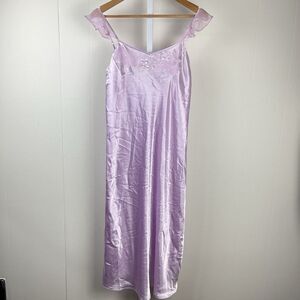 Vintage Morgan Taylor Intimates Slip Dress Womens Small Lilac Satin Floral
